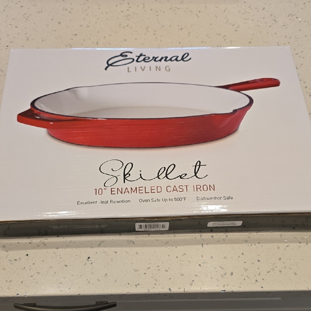 Eternal Living Red 10" Enameled Cast Iron Skillet
